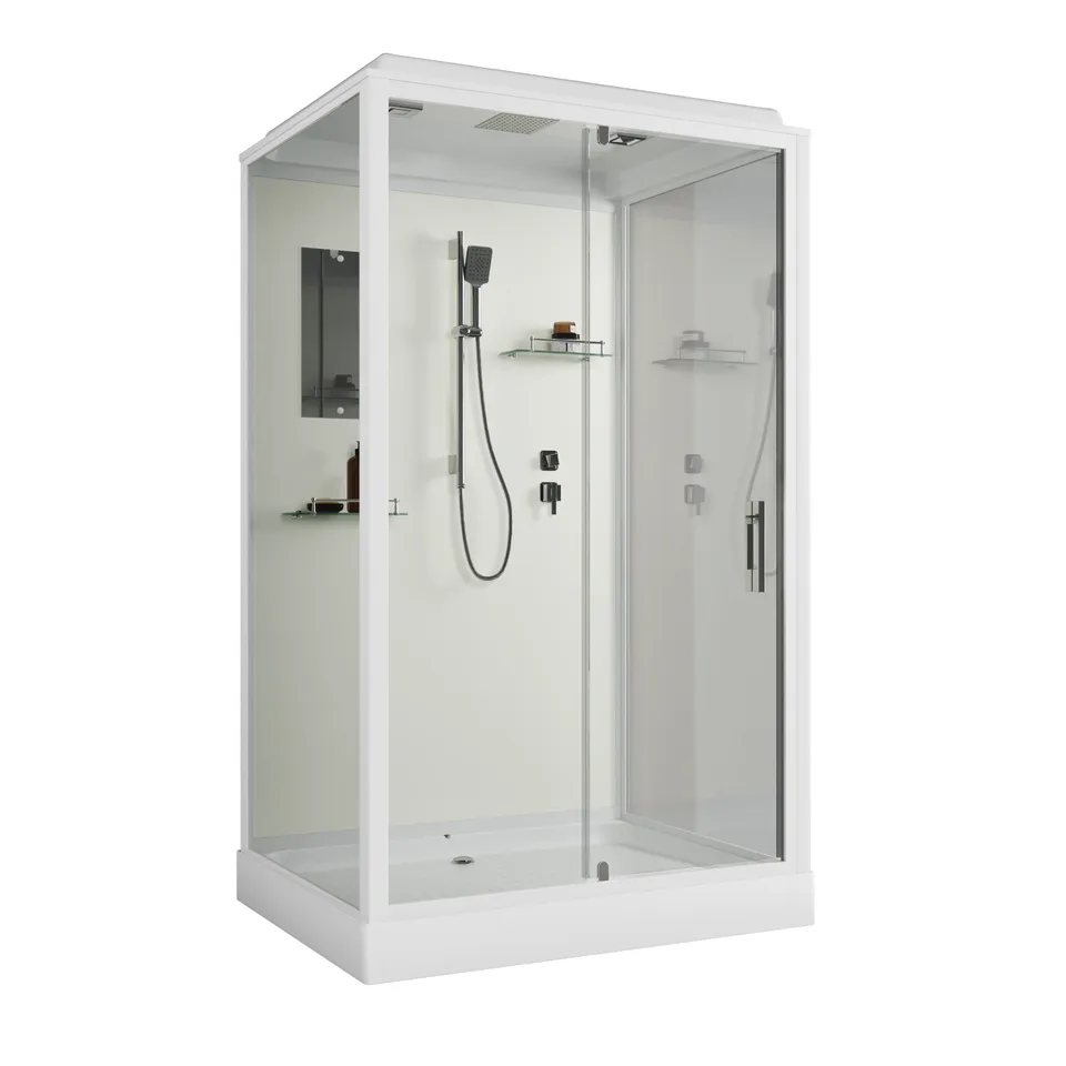 Душевая кабина Niagara Standart ST100/80/15Q (100х80х215) прямоугольник,поддон 15см,распашная,проф.белый,3 места