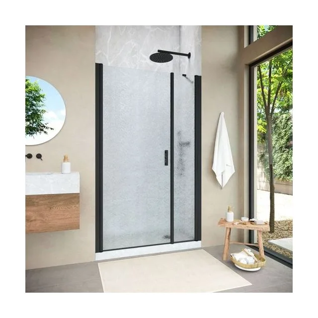 Душевая дверь Vegas-Glass EP-F-2 NOVO 110×200 см, чёрный матовый, стекло шиншилла