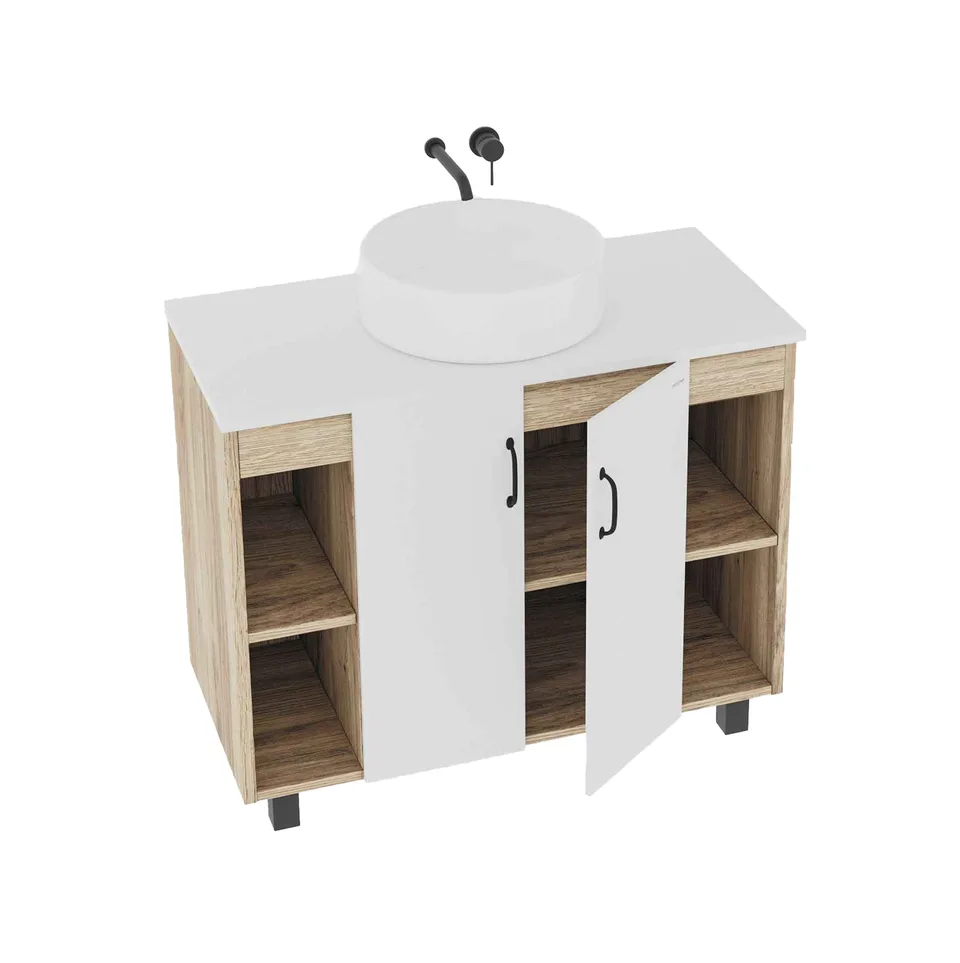 Тумба напольная "ФЛАЙ-100 см" дуб сонома/белая (ум.Фостер-100)