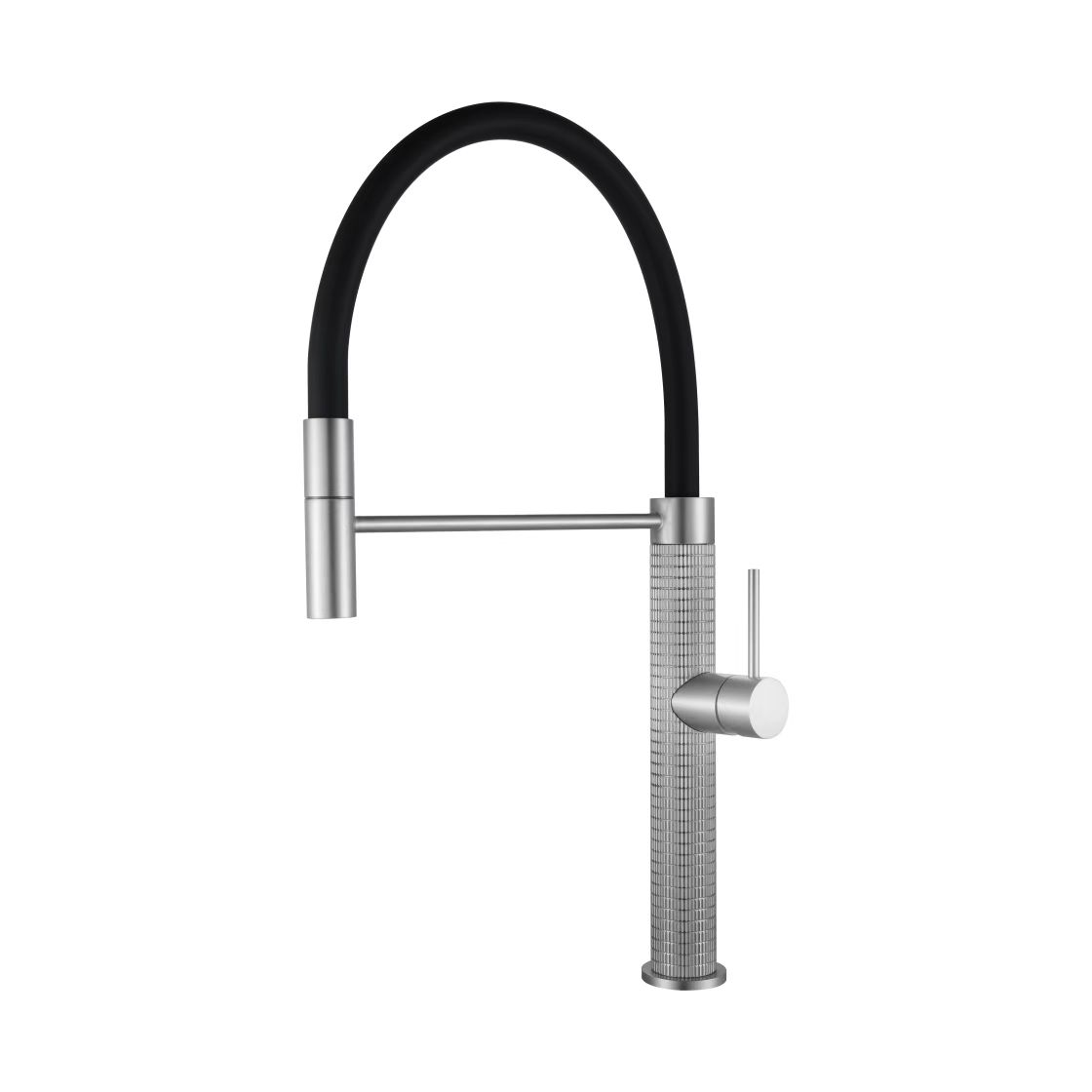 Смеситель для кухни AVRORA KITCHEN PREMIER с гибким изливом, цвет брашированный никель, цвет излива чёрный