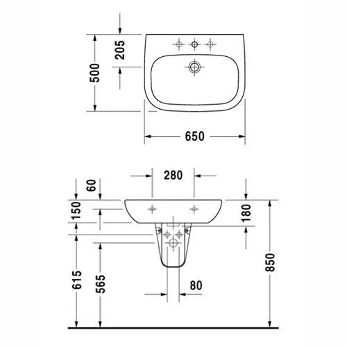 Раковина Duravit D-Code 65*50
