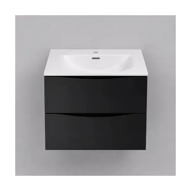 Тумба с раковиной BelBagno Марино (Marino) 60 черный глянец раковина Уно (Uno) BB-8099-60