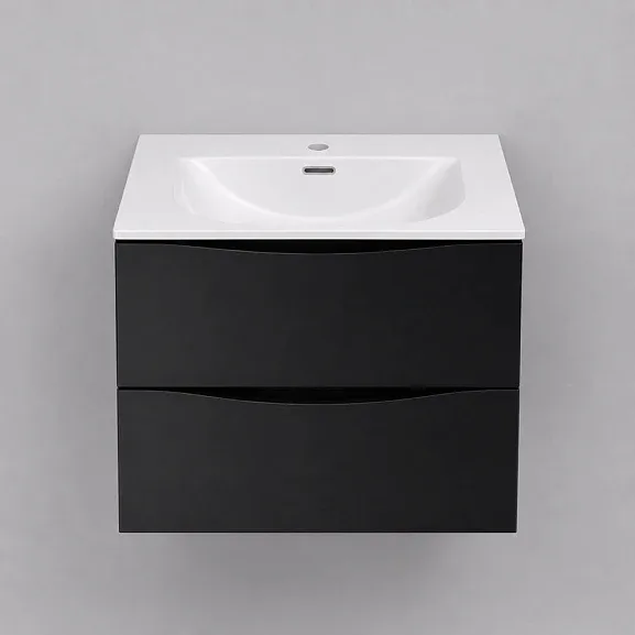 Тумба с раковиной BelBagno Марино (Marino) 60 черный глянец раковина Уно (Uno) BB-8099-60