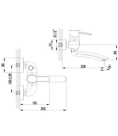 Смеситель Lemark Atlantiss для ванны и душа LM3214C