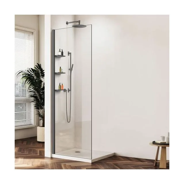 Душевая перегородка Vincea Волк-Ин (Walk-In) VSW-1HWS120CLGM 120х200 стекло прозрачное 8 мм профиль вороненая сталь
