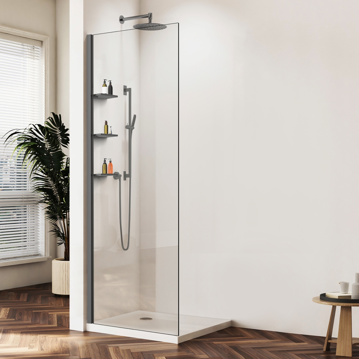Душевая перегородка Vincea Волк-Ин (Walk-In) VSW-1HWS120CLGM 120х200 стекло прозрачное 8 мм профиль вороненая сталь