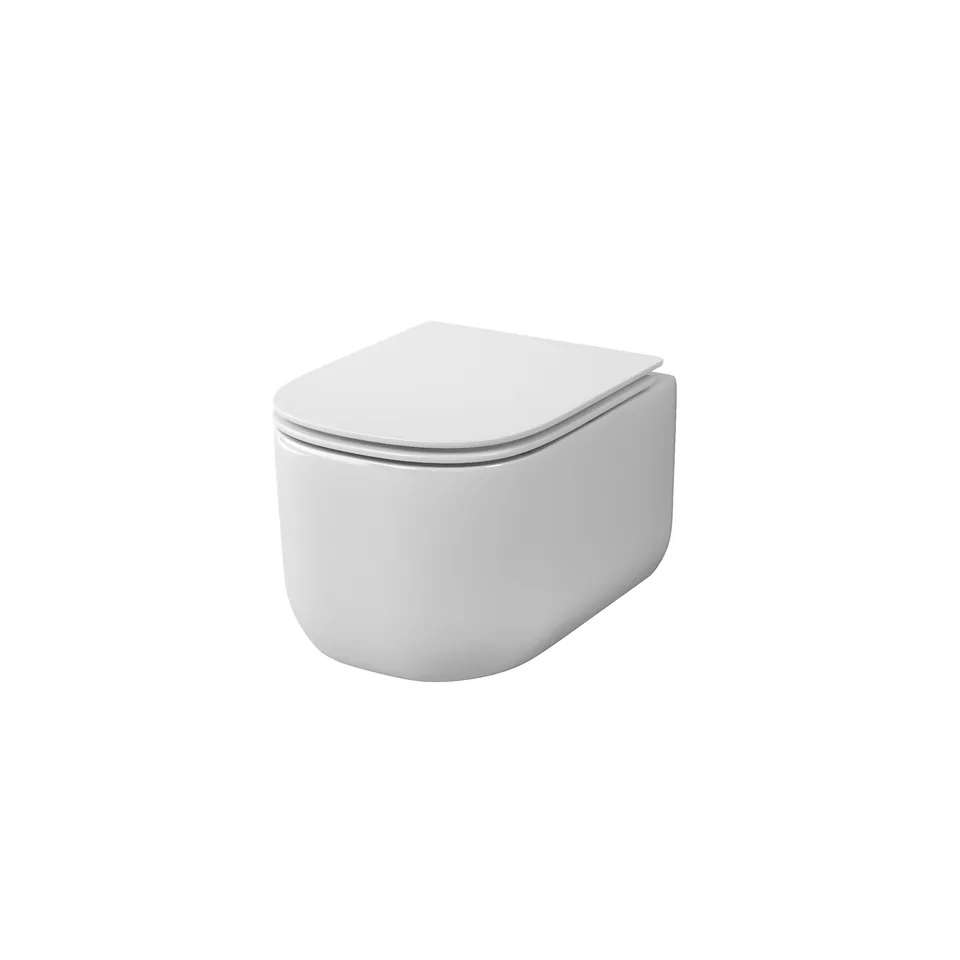 Унитаз подвесной Grossman Thin Rim GR-5605SQ (520х374х355) тонкий ободок,белый с тонкой крышкой,микролифт,смыв торнадо,1 место