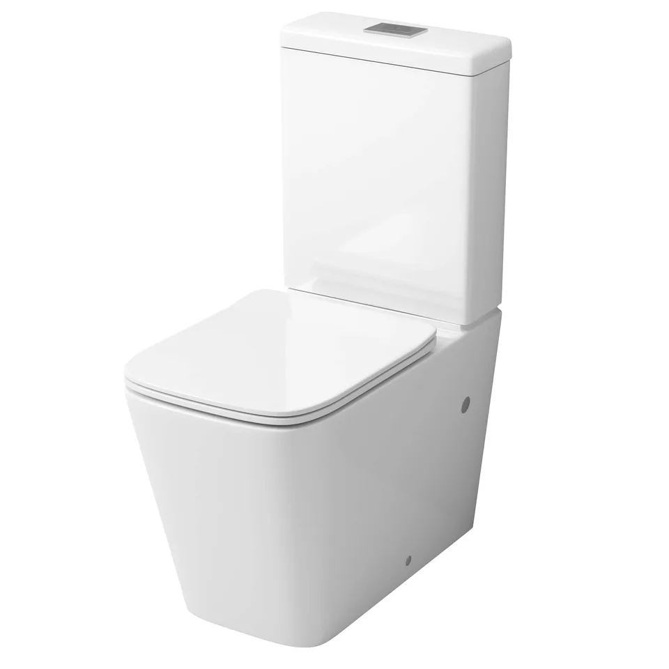 Унитаз напольный Grossman Classic GR-4445SQ (635х380х830) безободковый,белый с тонкой крышкой,микролифт,смыв торнадо,2 места