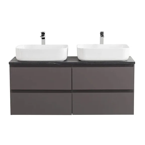 Тумба с раковиной BelBagno Крафт (Kraft) 120 с четырьмя ящиками темно-серая матовая (столешница черный матовый мрамор)
