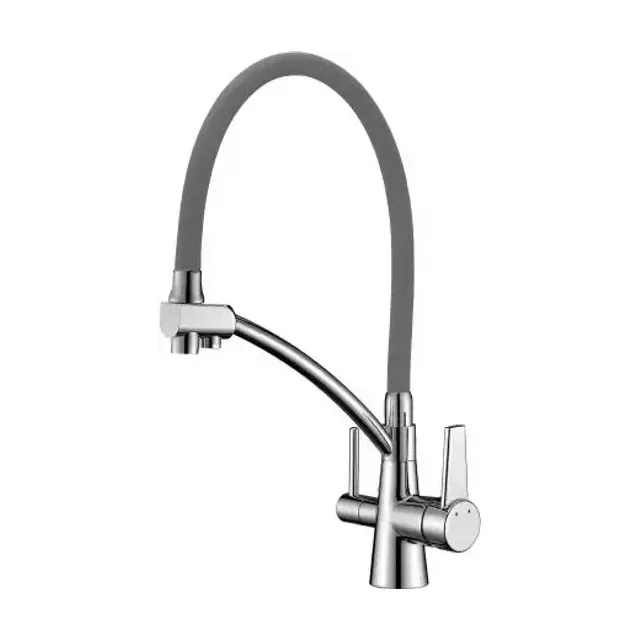 Смеситель Lemark Comfort LM3071C-Gray для кухни с функцией подключения фильтра гибкий излив хром/серый