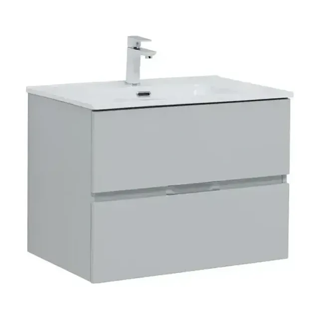 Тумба с раковиной Aquanet Алвита New 70 2 ящика, серый