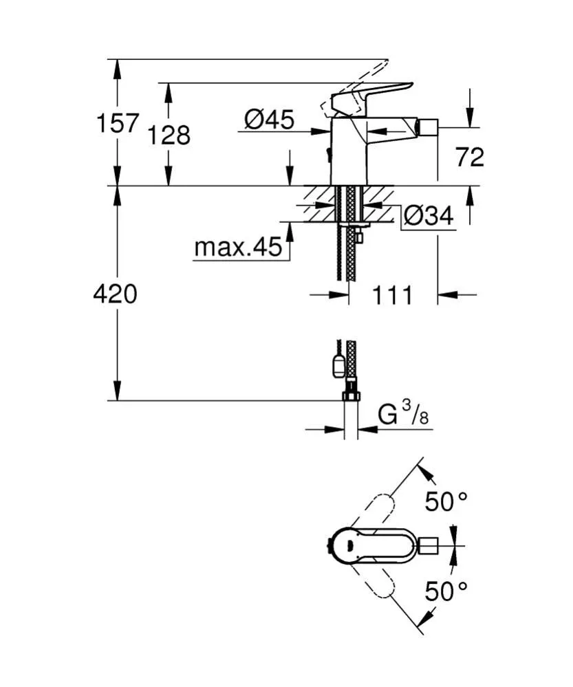 Смеситель Grohe BauEdge 23332000 для биде с цепочкой