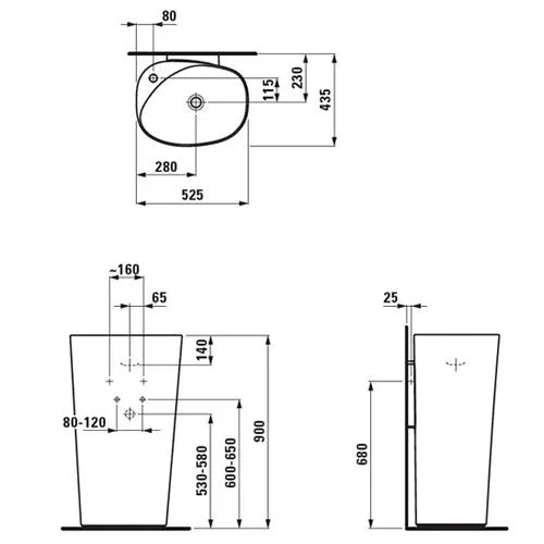 Напольная раковина Laufen Palomba 52,5*43,5 с креплением к стене