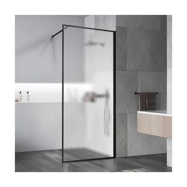 Душевая перегородка Vincea Волк-Ин (Walk-In) VSW-1HP120FLB 120х200 стекло рифленое 8 мм профиль черный матовый