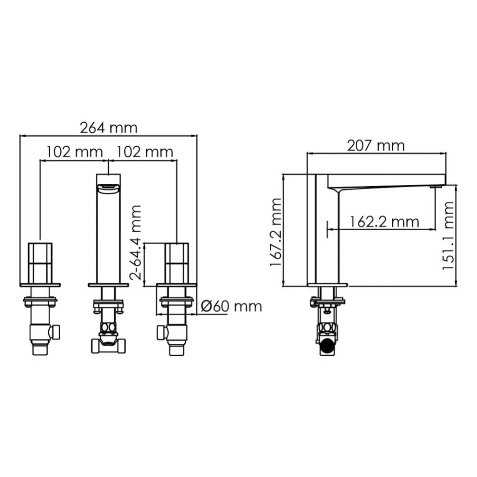 Смеситель WasserKRAFT Naab 8635 для раковины на 3 отверстия