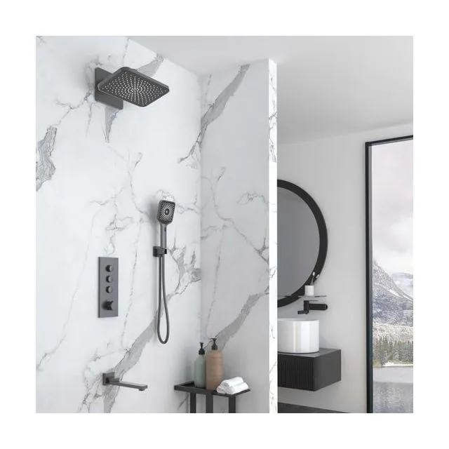 Душевая система Vincea VSFW-433TI4GM встраиваемая в стену цвет вороненая сталь