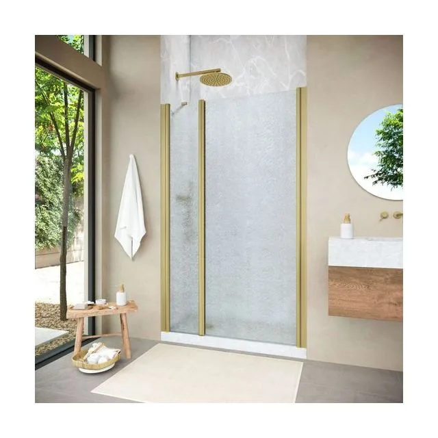 Душевая дверь Vegas-Glass EP-F-2 NOVO 170×200 см, золото матовое, стекло шиншилла