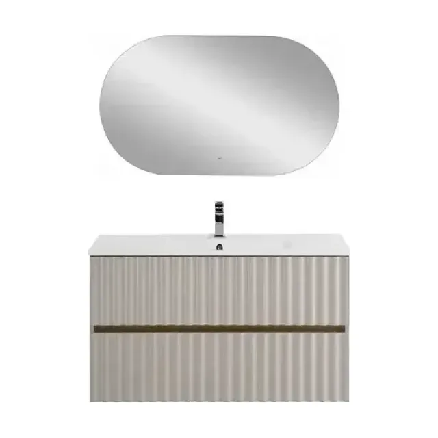 Комплект мебели Art&Max Элегант/Elegant 100 с LED подсветкой ручек светло-серый матовый