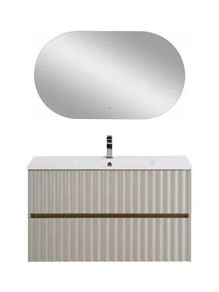 Комплект мебели Art&Max Элегант/Elegant 100 с LED подсветкой ручек светло-серый матовый