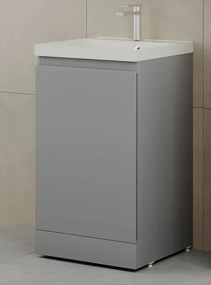 Тумба с раковиной Style Line Батлер 50 напольная серая антискрейтч (раковина Asti 50*45 жасмин)