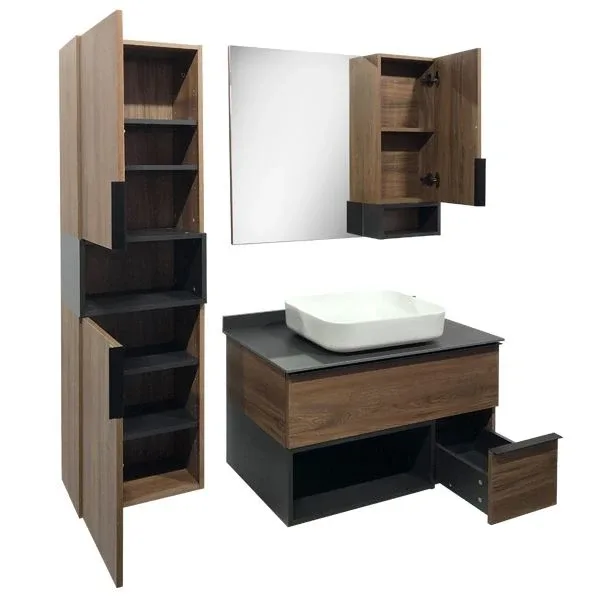Зеркало-шкаф Comforty Штутгарт 90 дуб темно-коричневый R