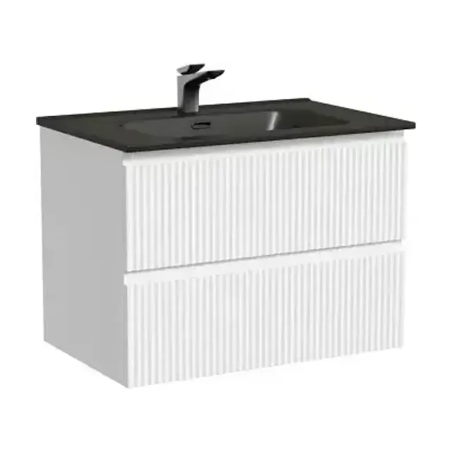 Тумба с раковиной Sancos Сноб Р/Snob R 70 Bianco (раковина Element CN7007MB черная матовая)