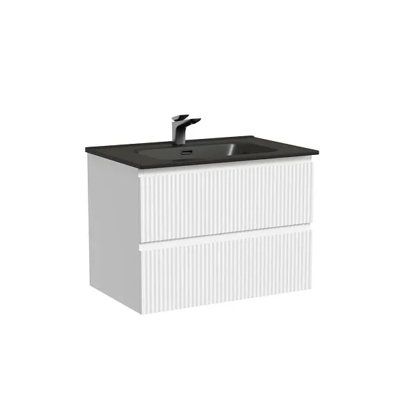 Тумба с раковиной Sancos Сноб Р/Snob R 70 Bianco (раковина Element CN7007MB черная матовая)