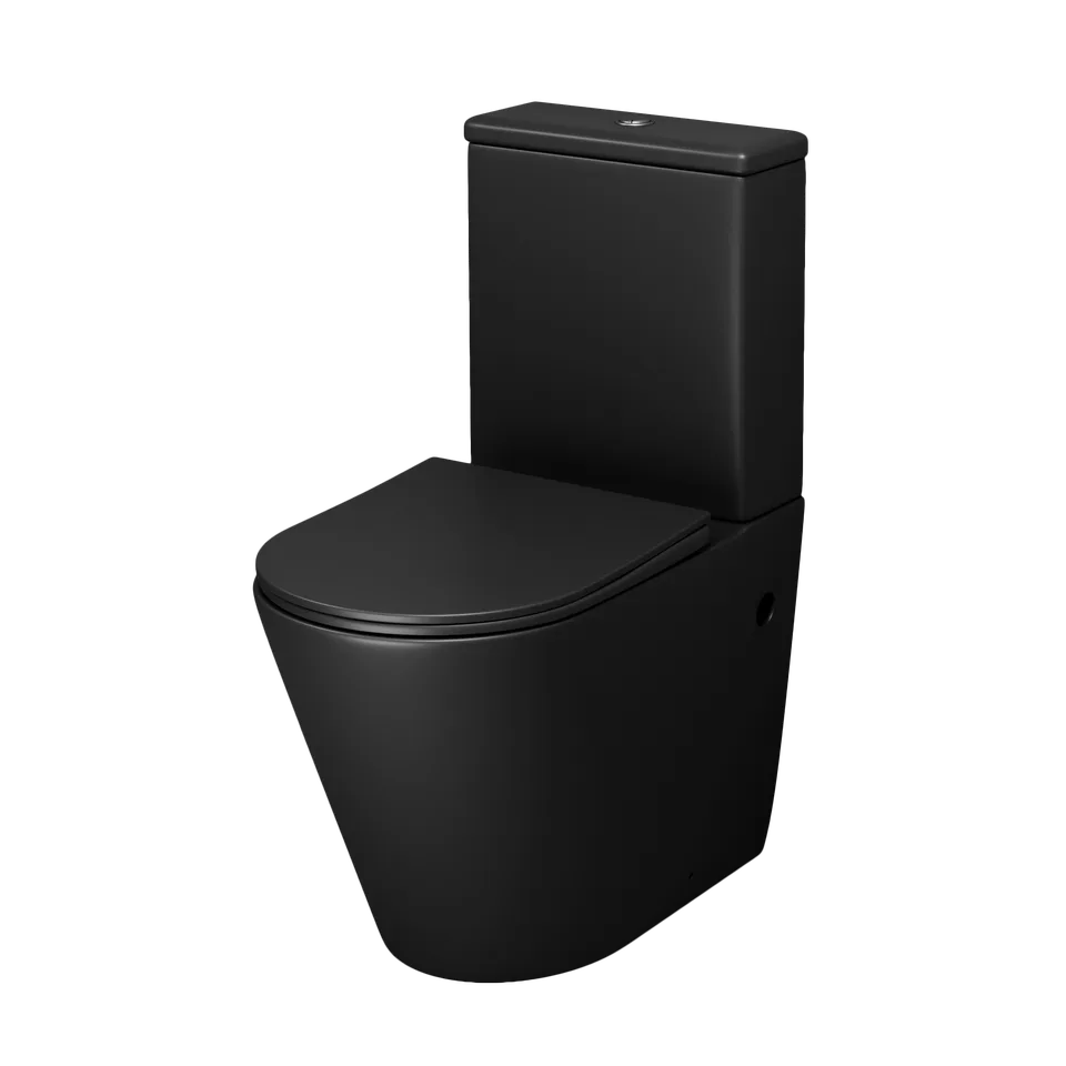 Унитаз напольный Grossman Color GR-4480BMS (620х365х810) безободковый,черный матовый с тонкой крышкой,микролифт,2 места