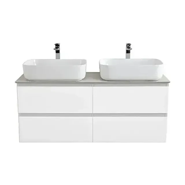 Тумба с раковиной BelBagno Крафт (Kraft) 120 с четырьмя ящиками белый матовый (столешница цемент)