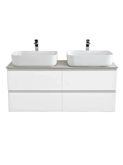 Тумба с раковиной BelBagno Крафт (Kraft) 120 с четырьмя ящиками белый матовый (столешница цемент)