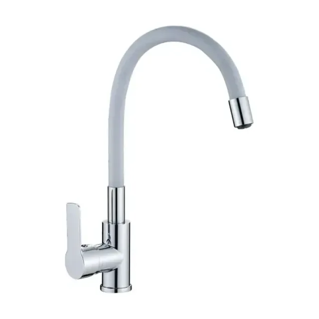 Смеситель Haiba HB70112-3 для кухни гибкий излив хром/серый
