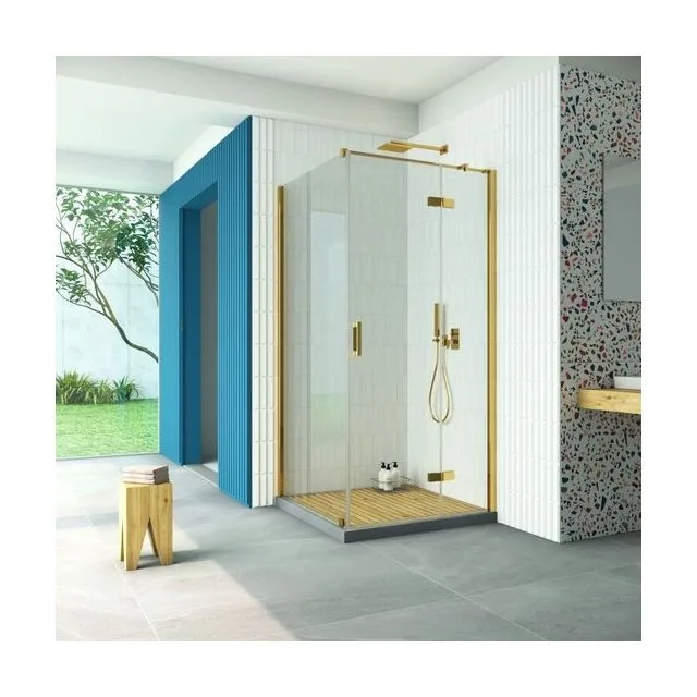 Душевое ограждение Vegas-Glass AFP-Fis Retta 100×110×199.5 см, золото глянцевое, стекло crystalvision