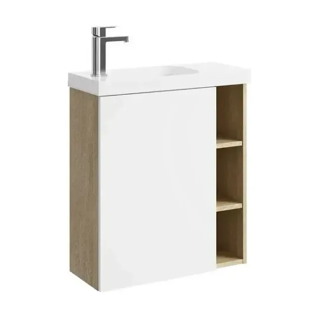 Тумба с раковиной Aqwella Alba 60 белый матовый/дуб давос L