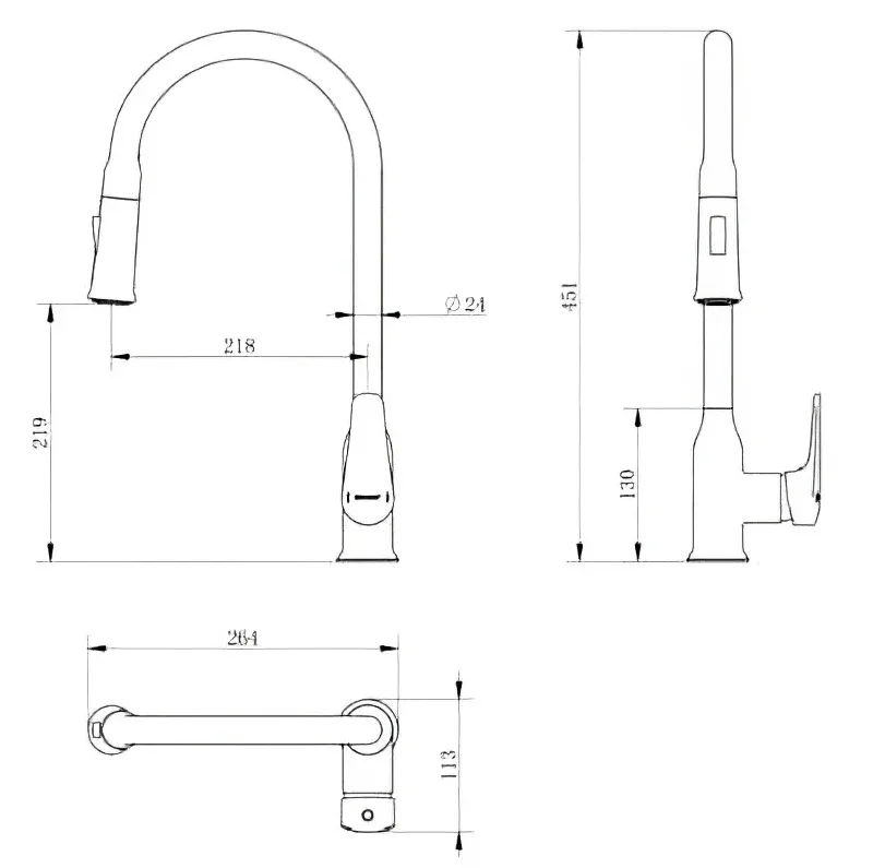 Смеситель Haiba HB73816 для кухни с выдвижным изливом