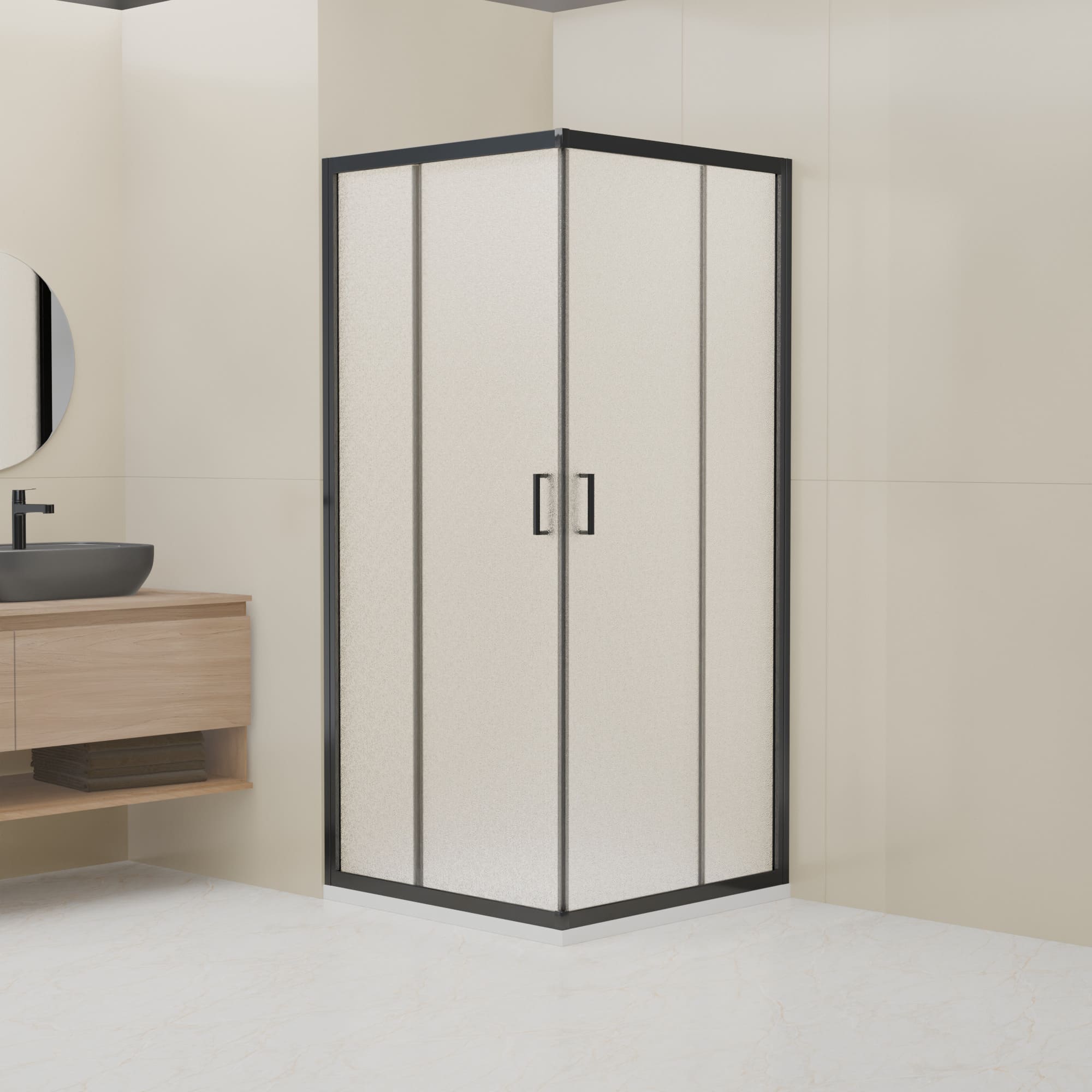 Душевой уголок RGW CL-36B — 800x800, cora (кора), профиль черный