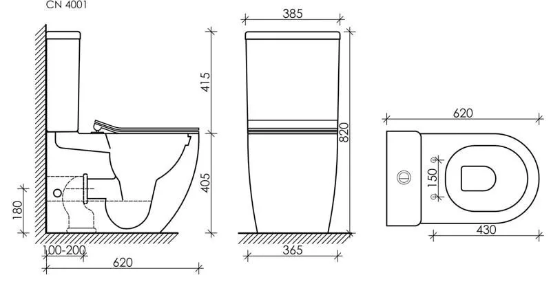 Унитаз-компакт Ceramicanova Metropol Rimless CN4001 34*62 безободковый с крышкой-сиденьем микролифт Slim