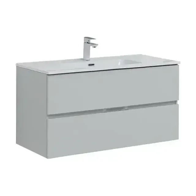 Тумба с раковиной Aquanet Алвита New 100 2 ящика, серый