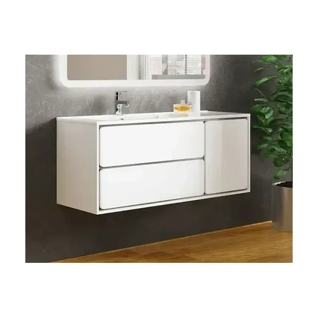 Тумба с раковиной SanVit Бруно-2 120 L белый глянец/на выбор, с открытием Push-To-Open