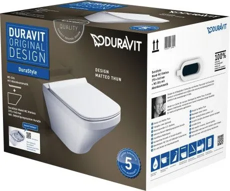 Подвесной унитаз Duravit Durastyle 37*54 безободковый с крышкой-сиденьем микролифт Slim
