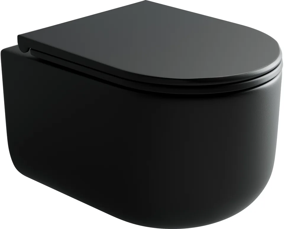 Унитаз подвесной Ceramica Nova Ульма (Ulma) CN4006MB черный матовый с сиденьем микролифт смыв воронка-водоворот