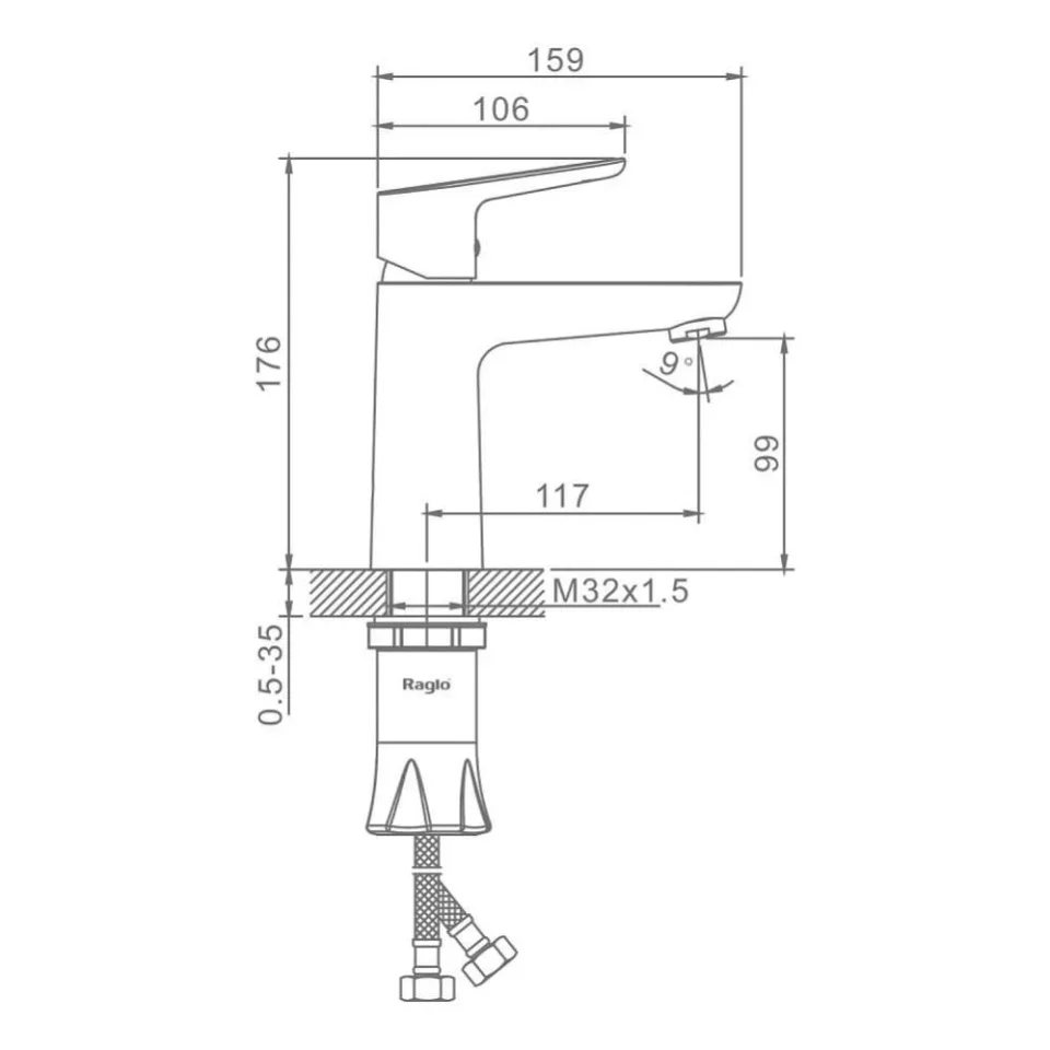 Смеситель Raglo R31.10.06 для раковины черный матовый