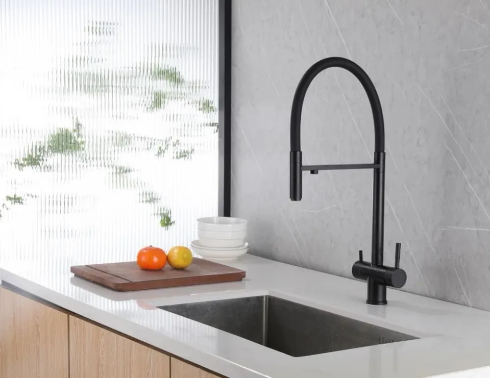 Смеситель ABBER Wasser Kreis AF81141B для кухни с подключением фильтра черный матовый