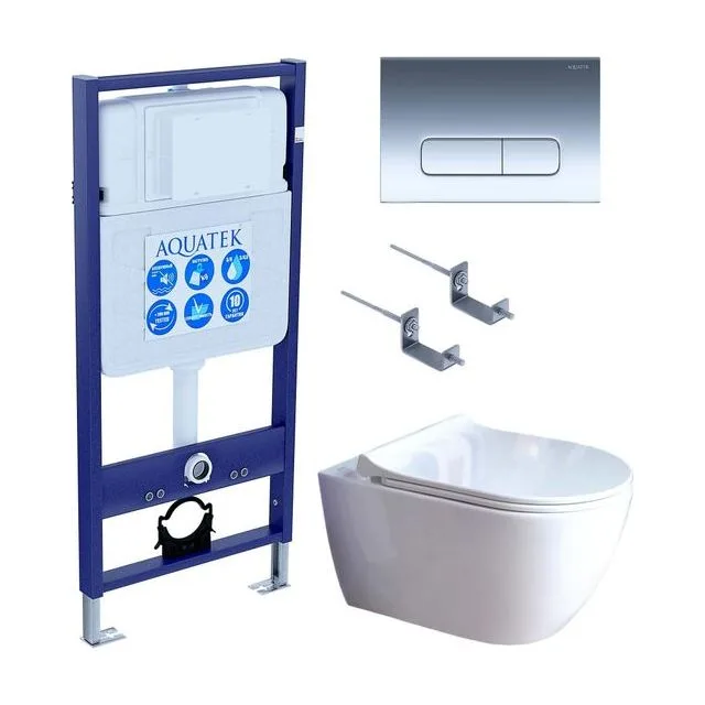 SET AQUATEK ПОЛАРИС (рама AQUATEK Standard INS-0000012+унитаз ПОЛАРИС AQ0700-01 с тонким сиденьем soft-close+ крепеж KKI-0000002 +панель KDI-0000016)
