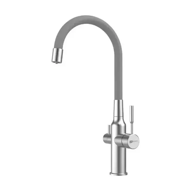 Смеситель Lemark Expert LM5083S-Gray для кухни с функцией подключения фильтра и гибким изливом сталь/серый
