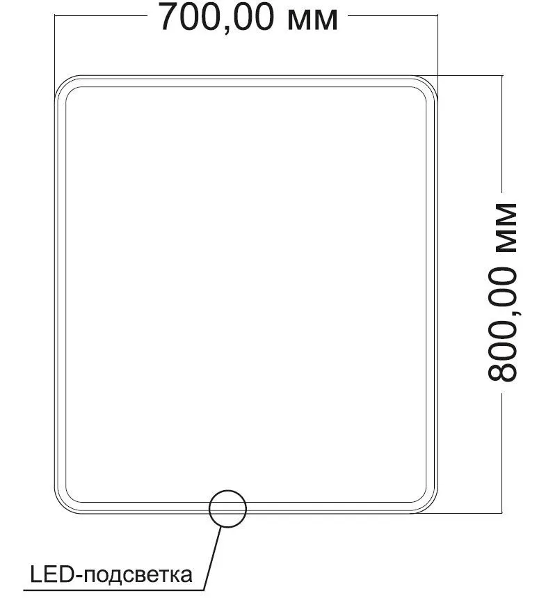 Зеркало Vincea VLM-3VC700 70*80 с ЛЕД-подсветкой,сенсорный выключатель