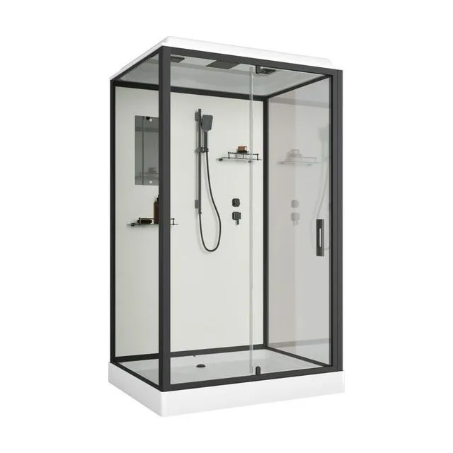 Душевая кабина Niagara Standart ST120/90/15Q/BL (120х90х215) прямоугольник,поддон 15см,распашная,проф.черный