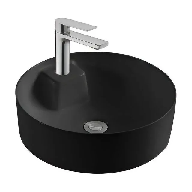 Раковина накладная для установки на столешницу AQUATEK ЕВРОПА AQ5212-MB 405*405*140, с отверстием под смеситель, матовый черный
