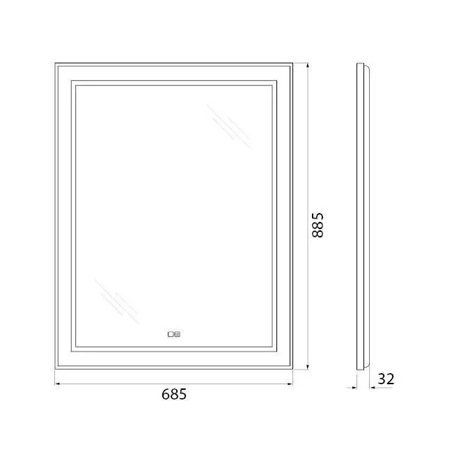 Зеркало BelBagno SPC-KRAFT-685-885-TCH-WARM 68,5*88,5 черное с Led-подсветкой сенсорный выключатель подогрев