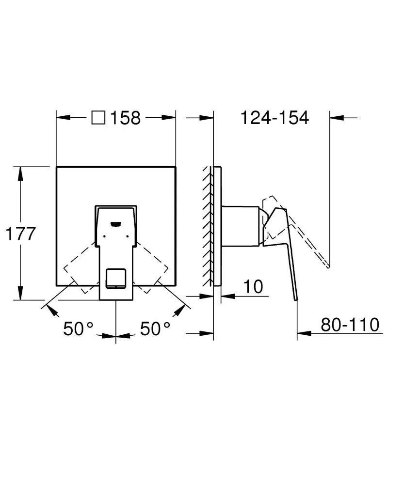 Смеситель Grohe Eurocube 24061000 для душа скрытый монтаж хром