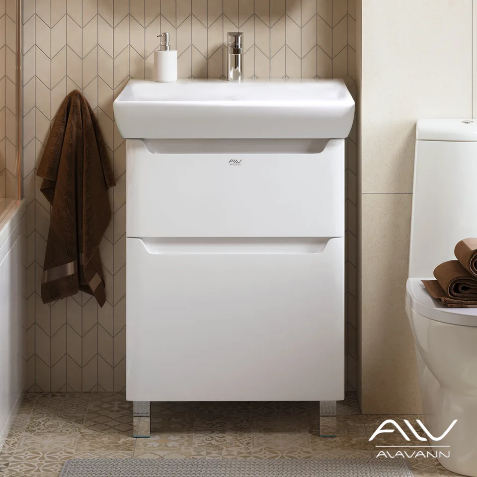 Тумба с раковиной Alavann Lana 60 СТ-5701-0600-00 белая напольная